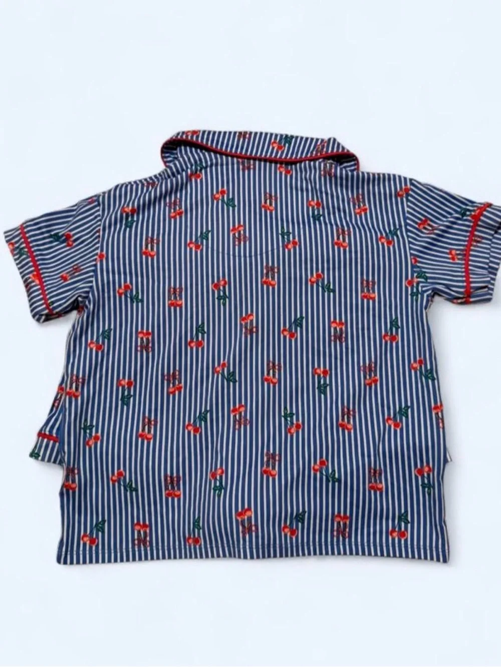 Wonder Nation Kids Blue Striped Cherry Pajama Set - Short Sleeve and Shorts